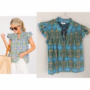 CURRENT AIR x ANTHROPOLOGIE Valencia Multi Mix Blouse